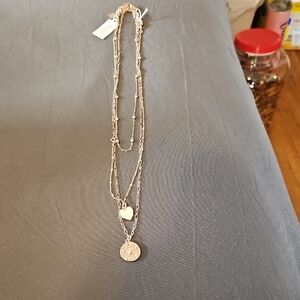 Chic Gold Layered Necklace with Heart and Coin Pendants